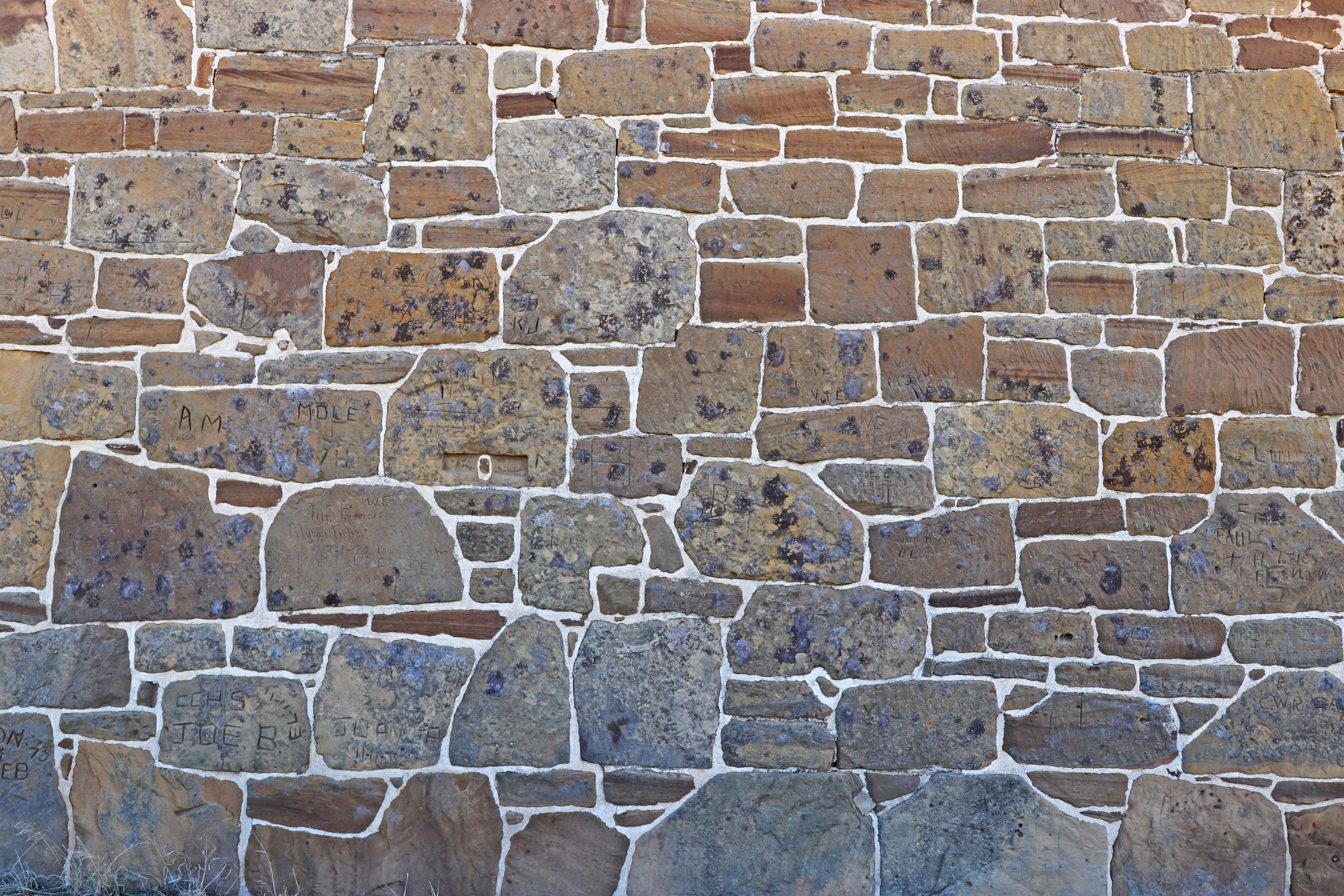 Dakota Sandstone wall of the shop building at Fort Larned National Historic Site.
